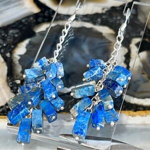 Lapis Lazuli Crystal Earrings 2 7/8”